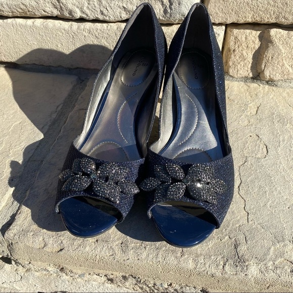 BANDOLINO NIELLA PUMP dark navy blue sparkly high heels Sz 8M - Picture 3 of 10